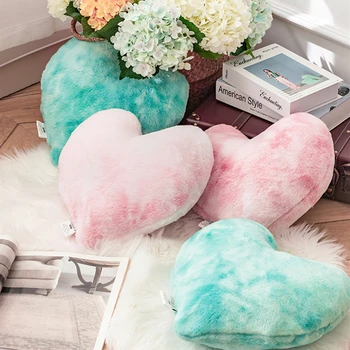 

35x35cm soft pink/grey heart shaped plush cushion sofa backrest throw pillow stuffed plush backrest gift