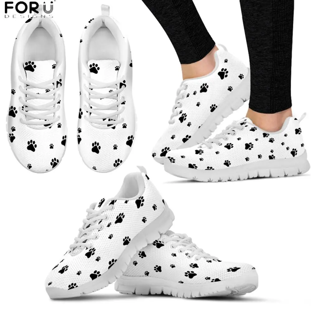 FORUDESIGNS Pet Dog Cat Black Paw Shoes Women Casual Autumn Ladies