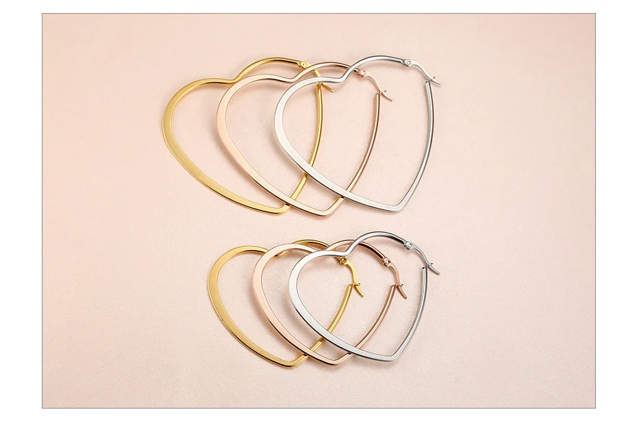 Vnox основные сердца серьги в форме фигурного кольца для Для женщин Глянцевая Нержавеющая сталь для женщин и девушек, вечерние, одежда на каждый день, ушные украшения