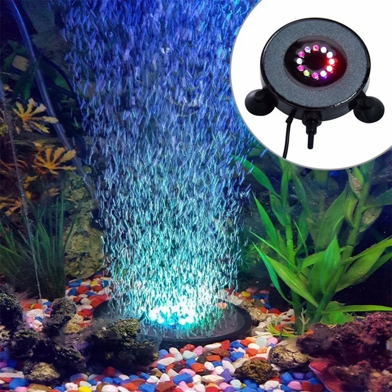 CSS RGB 12LED погружной светильник для аквариума, садовый пруд, бассейн, увеличивающий кислород, для аквариума, воздушный камень, пузырьковый светильник, ЕС вилка
