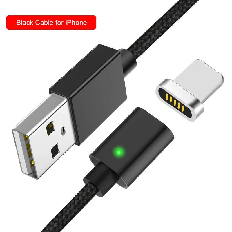 Магнитный кабель Musyue для iPhone samsung huawei Xiaomi Note 7 Pro usb type C кабель магнитное зарядное устройство кабель Micro USB зарядный кабель - Цвет: Black for iPhone