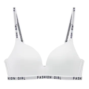 

One-piece Inscription Shoulder Strap Women's Bra Plus Thick Cup Sexy Underwear Comfortable Adjustable Wireless Bra Push-up Women