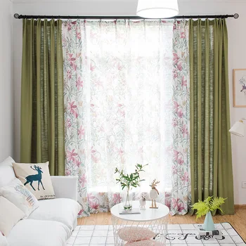 

Modern Curtains for Living Dining Room Bedroom American Pastoral Printing Plain WeaveCurtain Tulle Finished ProductCustomization