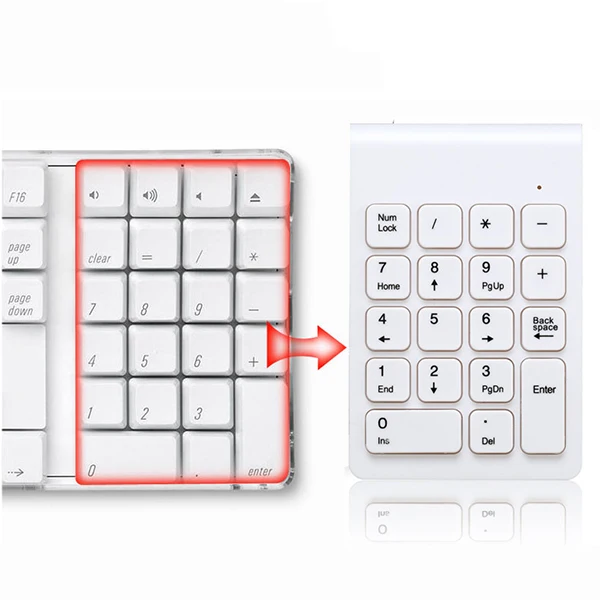 Wireless 2 4GHz 18 Keys Number Pad Numeric Keypad Keyboard for Laptop PC Mac white 5