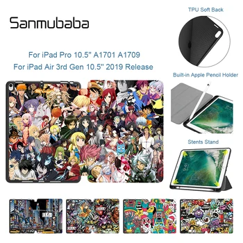 

Sanmubaba TPU Back Case For iPad Air 3rd Generation 10.5 inch Pro 10.5'' Funda With Pencil Holder PU Leather Flip Stand Cover