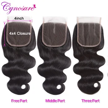 

Cynosure 4x4 Brazilian Body Wave Lace Closure Natural Color 100% Human Hair Closure Remy Hair Closure