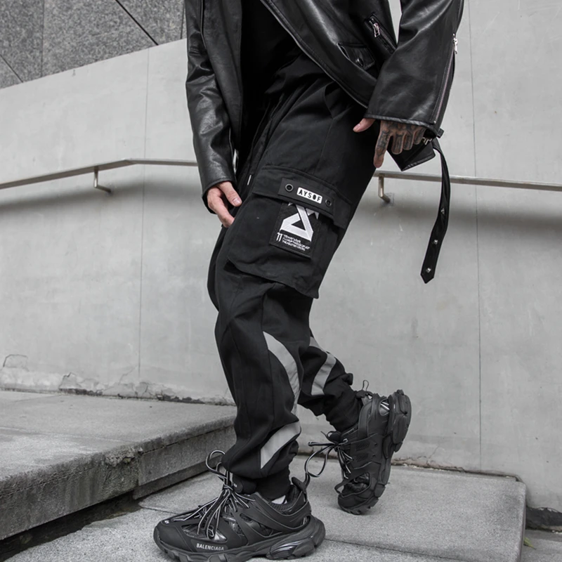 

NEW Side Pockets Darkly Style Printed Hip Hop Men's Cargo Ripped Sweatpants Joggers Trousers Fashion Full Length Pencil Pants