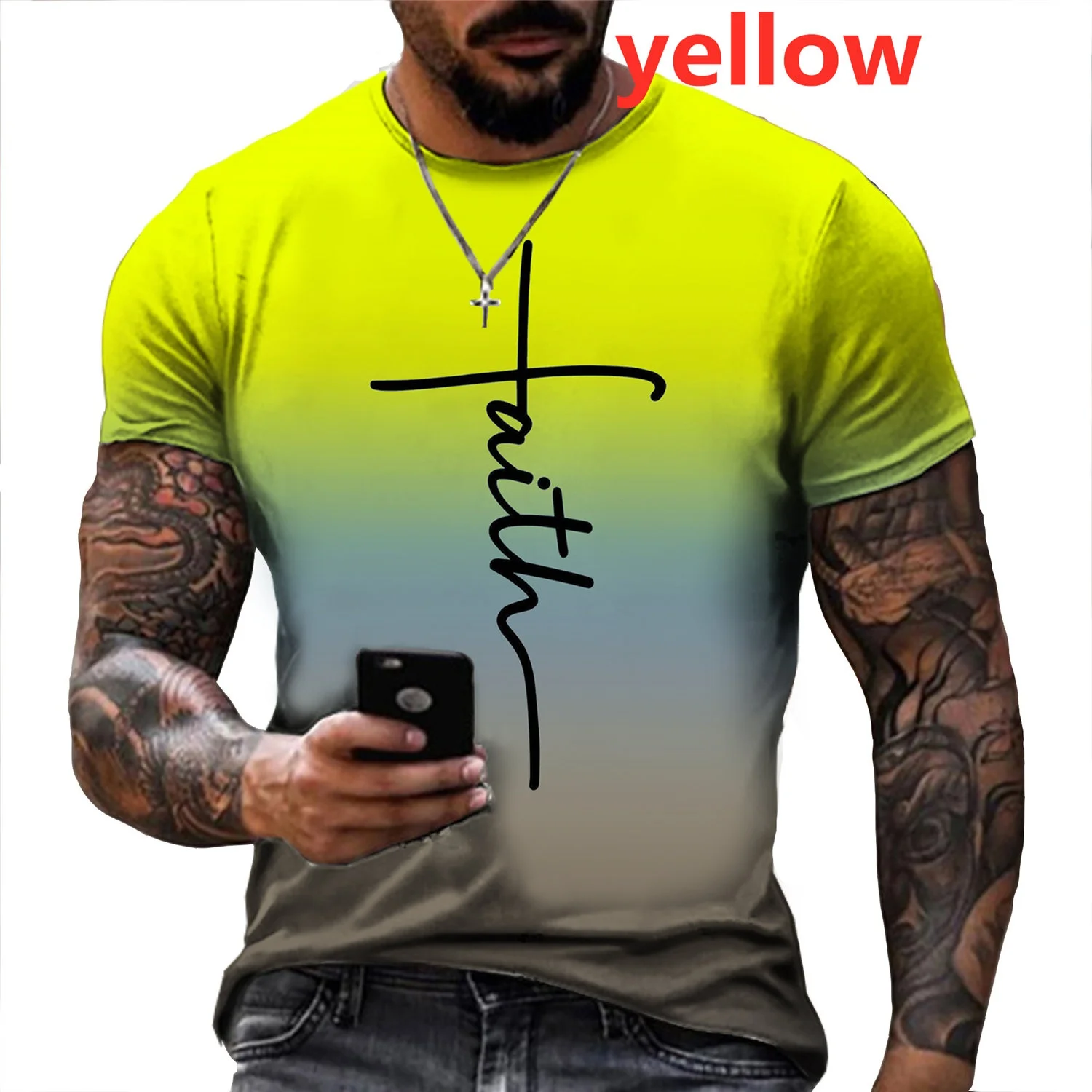 Jesus Men's Fashion Jesus Cross Print Faith T-shirt Casual Funny Jesus Saved My Life Shirt Short Sleeve Tee