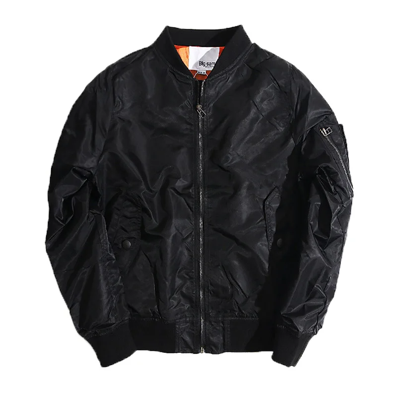 

Unisex Thin Bomber Jackets Men Solid Retro Pilot Coats Women Zipper Stand Collar Rib Sleeve Plus Size 4XL 5XL