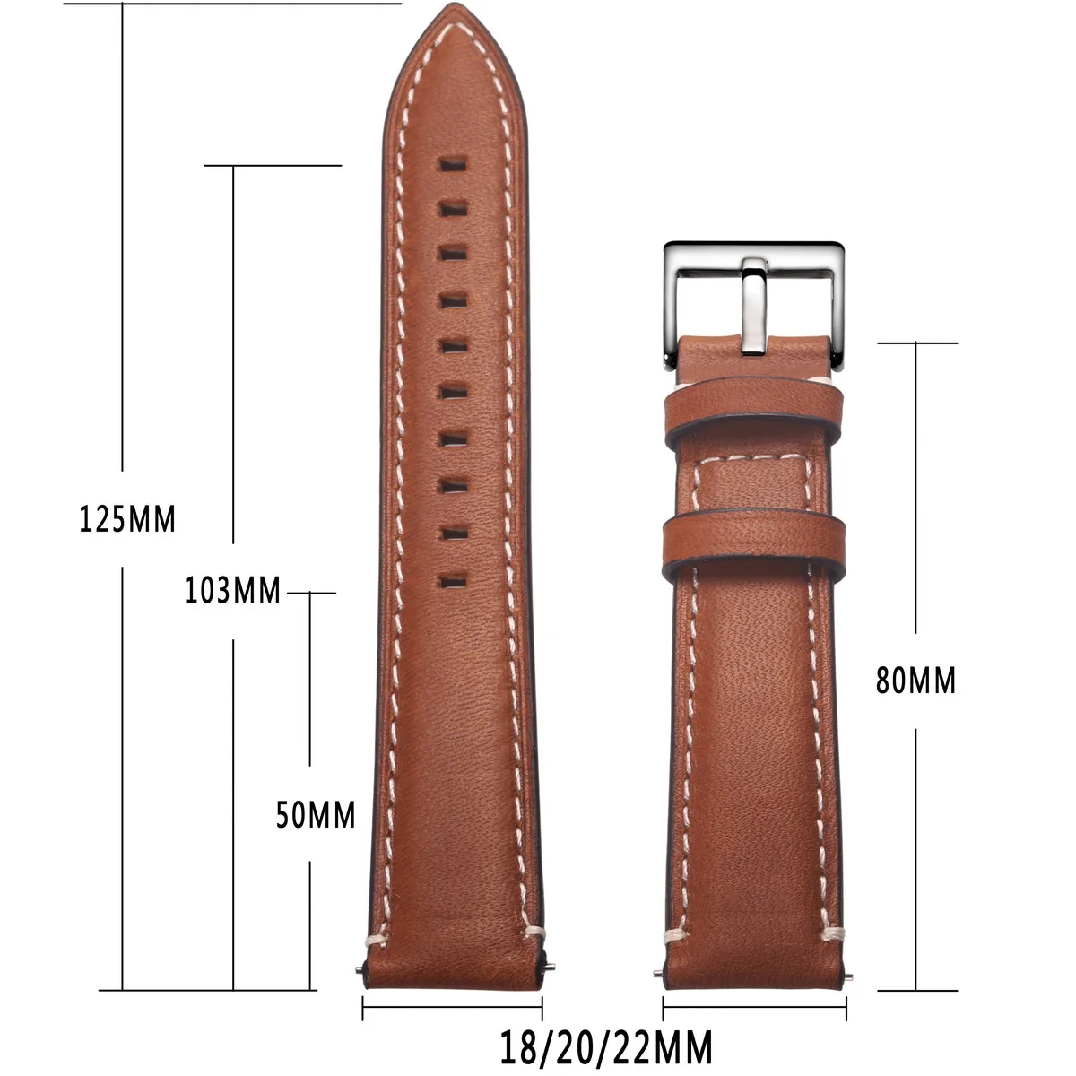 Коричневые кожаные ремешки для часов, быстроразъемные повседневные кожаные ремешки для часов ручной работы, 18 мм, 20 мм, 22 мм, 24 мм