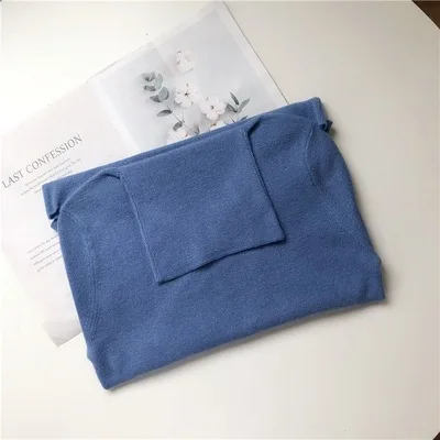 Blue Женский свитер, Классический свитер, разноцветный, Одноцветный, с высоким воротником - Цвет: Blue