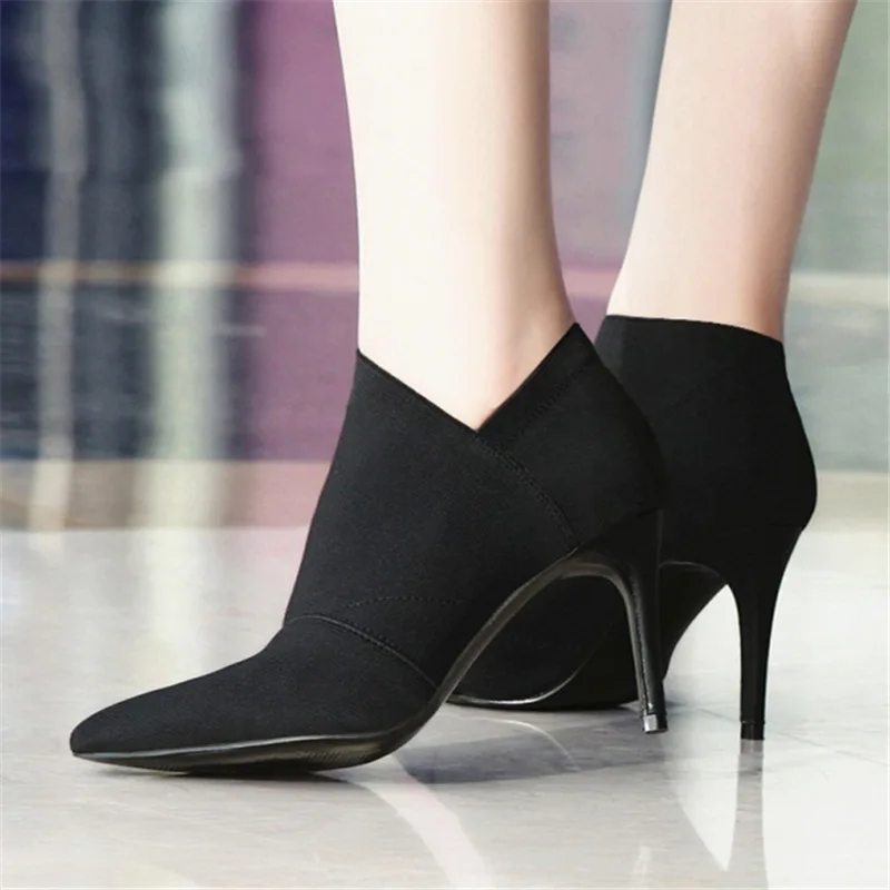 Women's High-heeled Boots Large 34-41 Women's High-heeled Boots 2021 Cloth Boots 8.5cm Heel, New in Spring and Autumn
