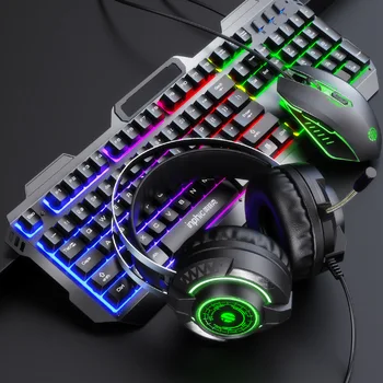 

inphic V680 Game Keyboard Mouse Set E-Sports Machinery Handfeel Cool Shining Mouse and Keyboard LOL Internet Cafes