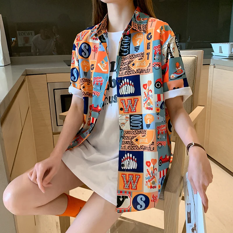 Oversize Blouse Women New 2020 Summer Tops Shirt Womens Tops and Blouses Short Sleeve Printted Plus Size Funny Tee Shirt Femme