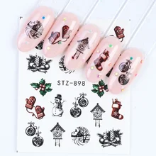 1 шт., Рождественская наклейка для ногтей, переводная наклейка с водой, снежинка, олень, дерево, обертывание, тату, новогодний дизайн ногтей, маникюрный наконечник, LASTZ892-905
