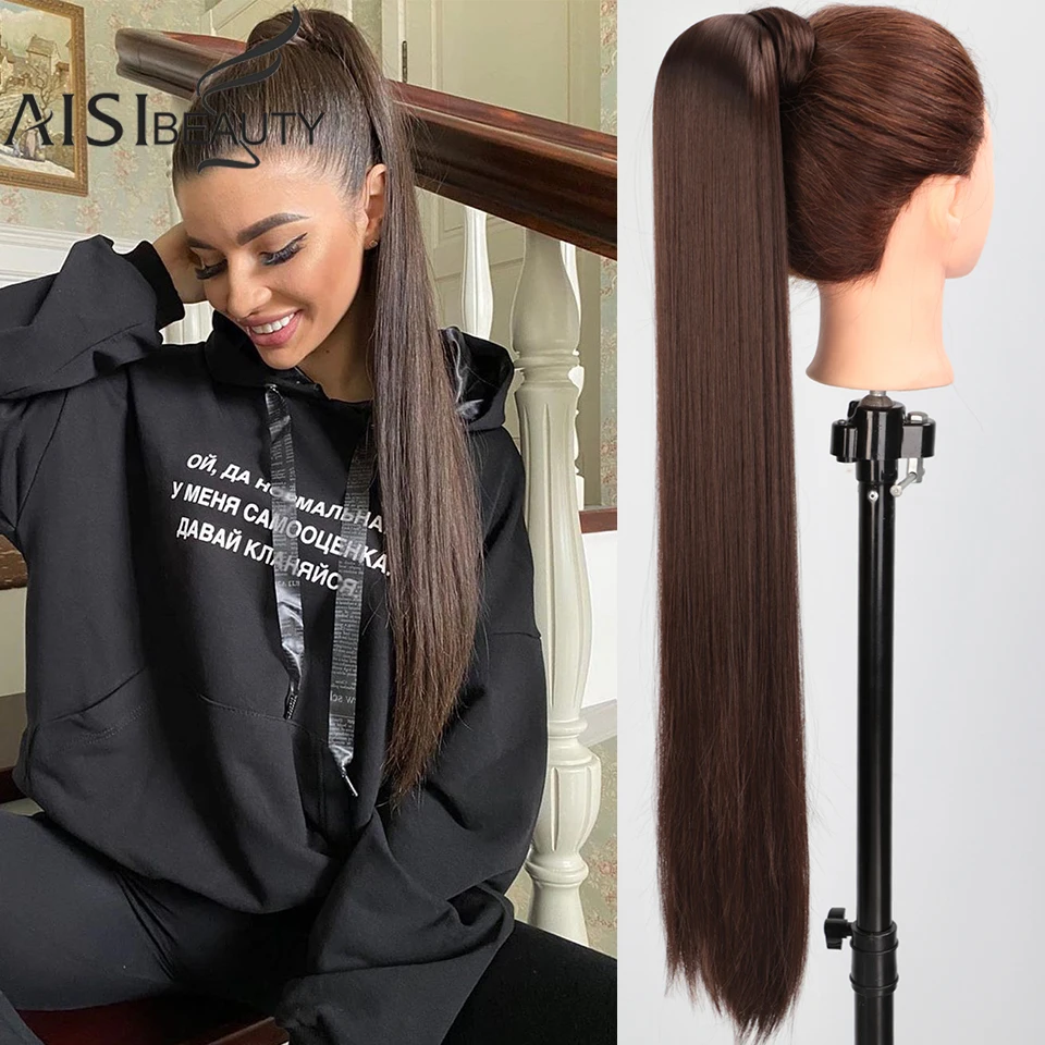 Hair-Extensions Fake-Hair Natural Aisi Beauty Women Ponytail-22/26 Blonde Clip-In Black