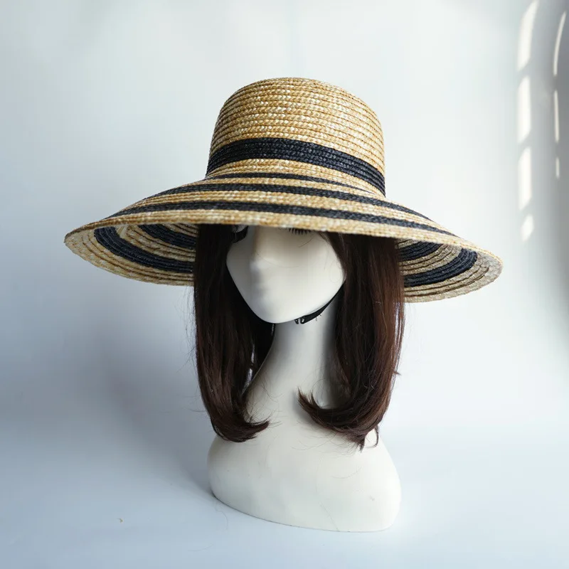 

202001-panshi-striped grace handmade straw holiday lady sun cap women leisure beach hat