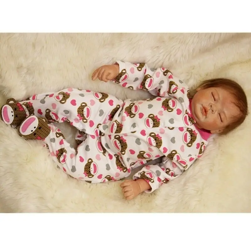 Reborn Baby Lifelike 2" /55 см мягкий винил ручной работы новорожденный силиконовый Спящая девочка