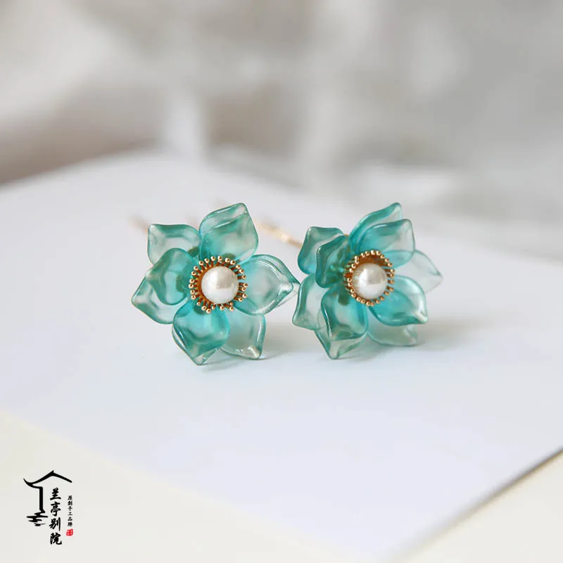 hair flower 2pcs Летнее солнцестояние, летнее озеро, зеленая кисточка, заколки для волос, оригинальные аксессуары для волос ручной работы, косплей, драма, украшение для волос Hanfu - Color: hair flower 2pcs