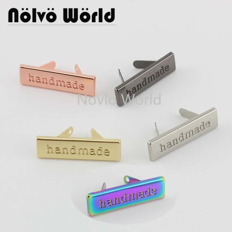 Label-Tags Metal Purse Rectangle Handmade-Tone Sew-Bags 20-100pieces 36--10mm 6-Colors