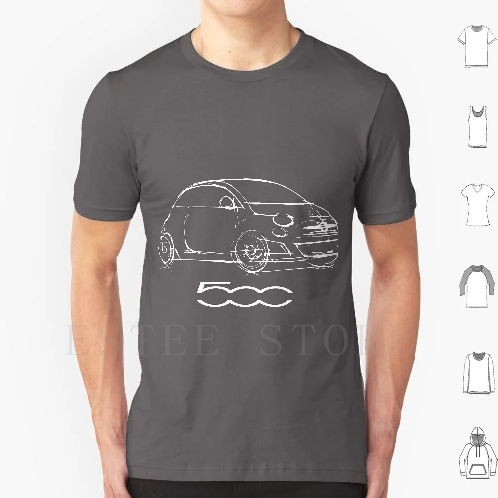 Fiat Abarth 500 Sketch-White T Shirt Cotton Men Stampa Fai Da Te Fiat 500 Abarth Sketch Concept Icon Retro Classic Car Cars Automotive