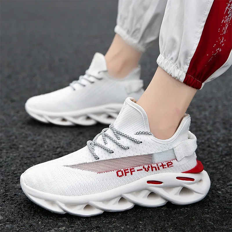 

2020 autumn new sports shoes breathable flying woven men's shoes trend fashion shoes laces reflective sneakers large size travel