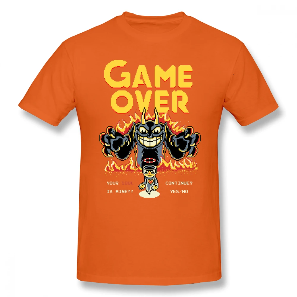 Orange One yona Cuphead футболка с надписью «Your Soul Is Mine», Пляжная футболка 6xl, футболка с забавным принтом, 100 хлопок, Мужская футболка с коротким рукавом - Цвет: Orange