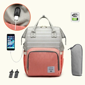 

Usb Mummy Bag Multi-Function Large Capacity Backpack Travel Outdoor Baby Stroller Hanging Diaper Nappy Bag Keep Warm Bottle Bag