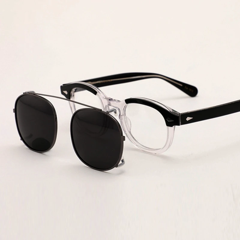 

Johnny Depp Eyeglasses Man Polarized Sunglasses Clip On Woman Fashion Band High Quality Vintage Acetate Glasses Frame 017-2