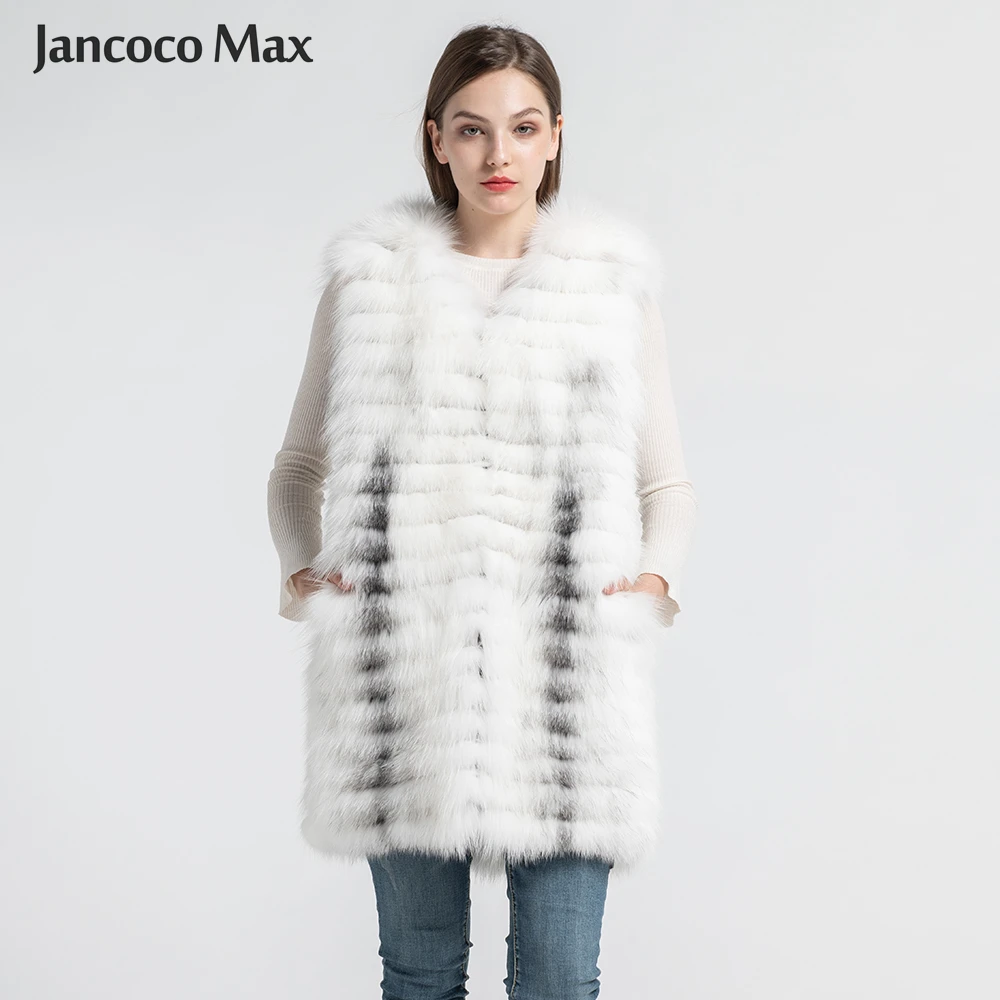 

Women's Real Fox Fur Vests New Arrival Fashion Natural Fur Knitted Gilets Female Waistcoat 2019 S7561