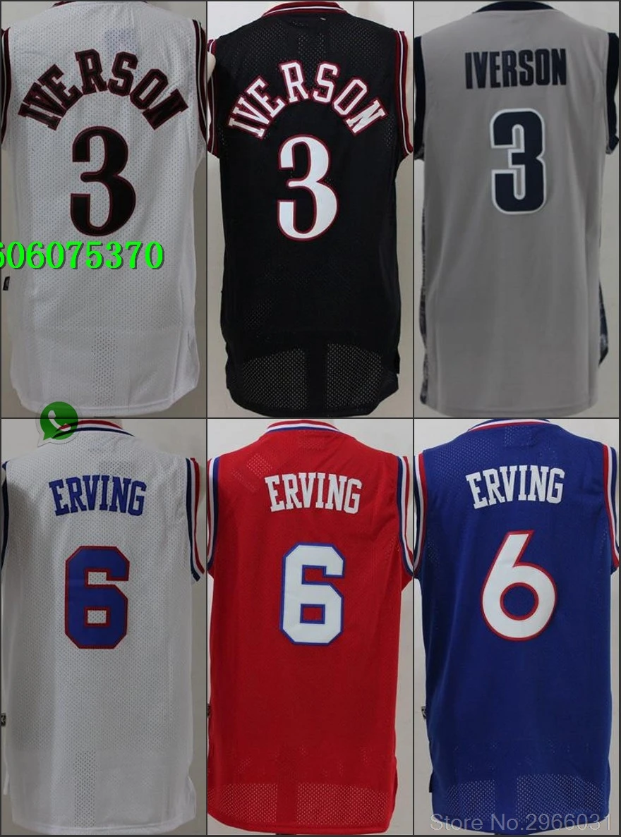 A+++ Качественная мужская одежда для взрослых#3 Allen Iverson 6 Julius Erving Jersey Philadelphia