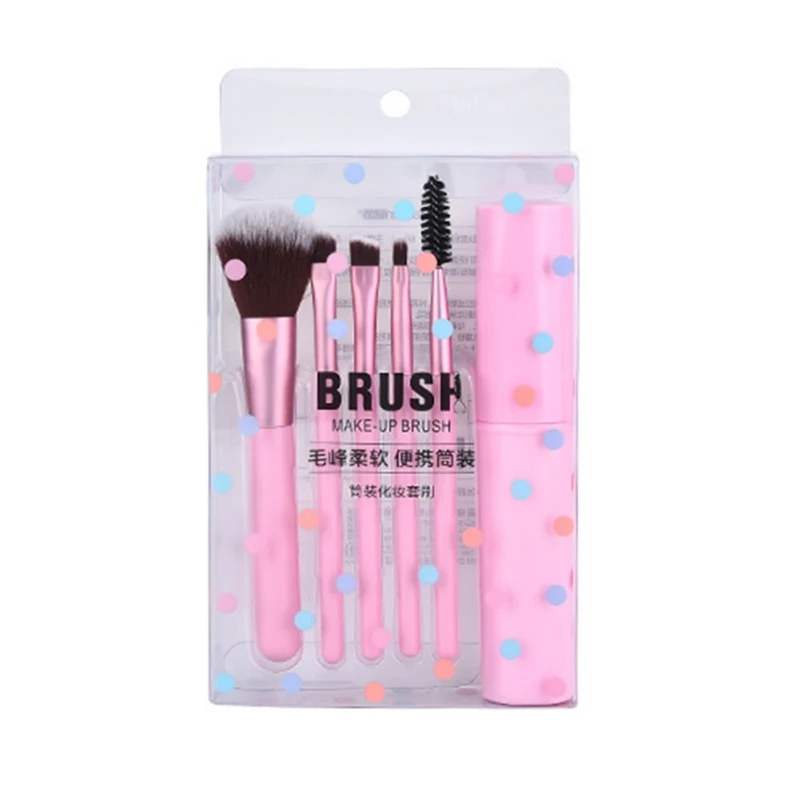 pink 5pcs Путешествия Портативный мини глаз кисти для макияжа Набор размазывает Тени Карандаш для глаз карандаш для бровей Кисть для губ набор кистей для макияжа Профессиональные - Handle Color: pink