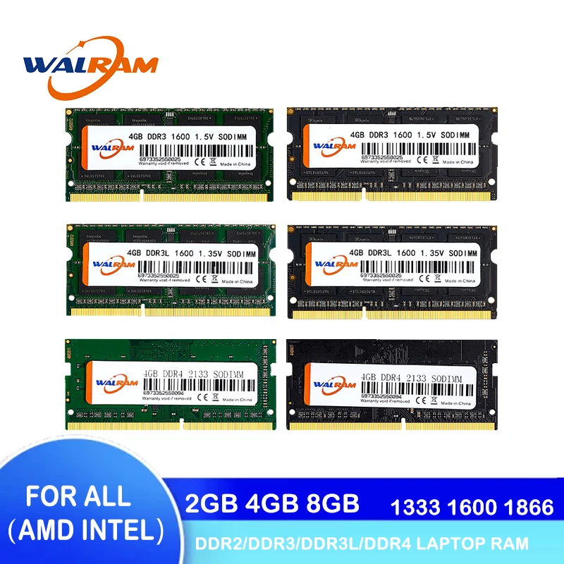 ОЗУ WAL RAM DDR2 DDR3 DDR4 2 ГБ 4 8 память для ноутбука 800 1333 1600 1866 2133 2400 2666 МГц DDR3L 204pin |
