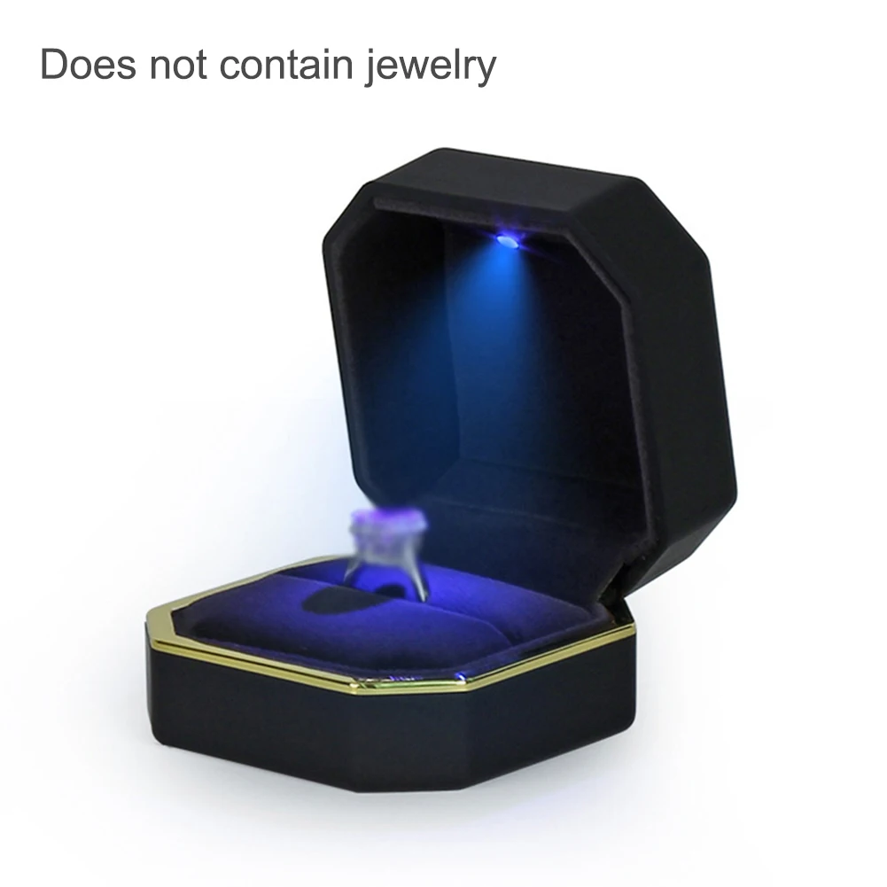 

High-end Velvet Ring Box with LED Light Fashion Jewelry Display Gift Box for Proposal Engagement Wedding Dropshipping