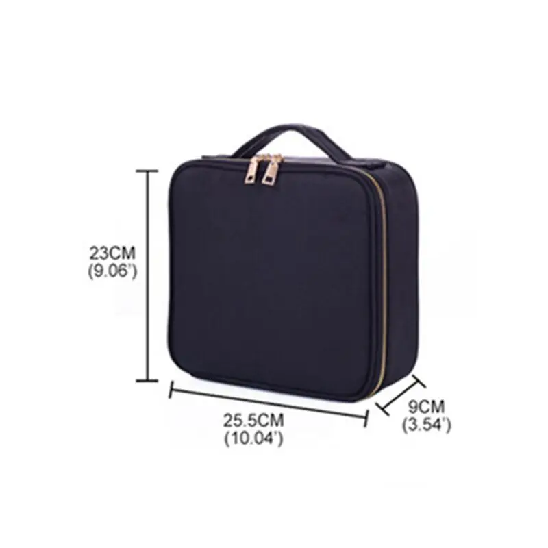 Black Gold Zipper Новая портативная квадратная косметичка для путешествий, органайзер для макияжа, профессиональная косметическая коробка для хранения макияжа - Цвет: Black Gold Zipper