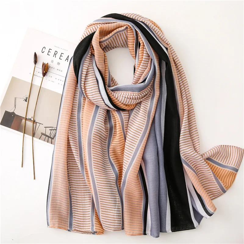 style 1 KYQIAO ladies office winter scarf Women Brand Fashion striped Shawl Scarf Soft Wrap Pashminas Sjaal Muslim Hijab Snood - Цвет: style 1