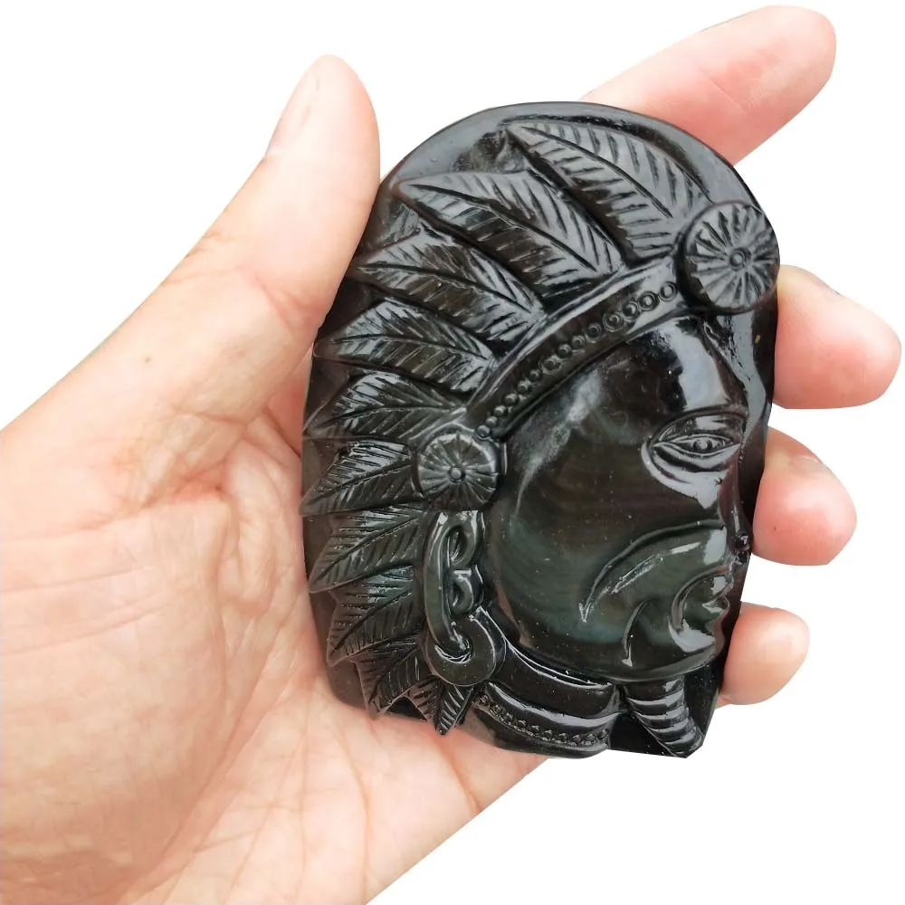 Crystal Carved Skull Natural Colored Obsidian Stone Hand Carved Skull Home Decoration Crystal Carved Skull Christmas Gift