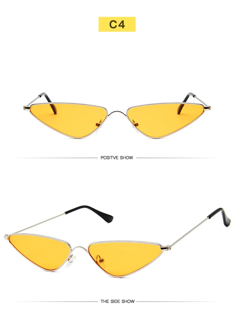 Новые женские солнцезащитные очки маленькая коробка треугольный Металлический Панк Ретро Модные цветные линзы популярные солнцезащитные очки для вечеринок женские Oculos De Sol