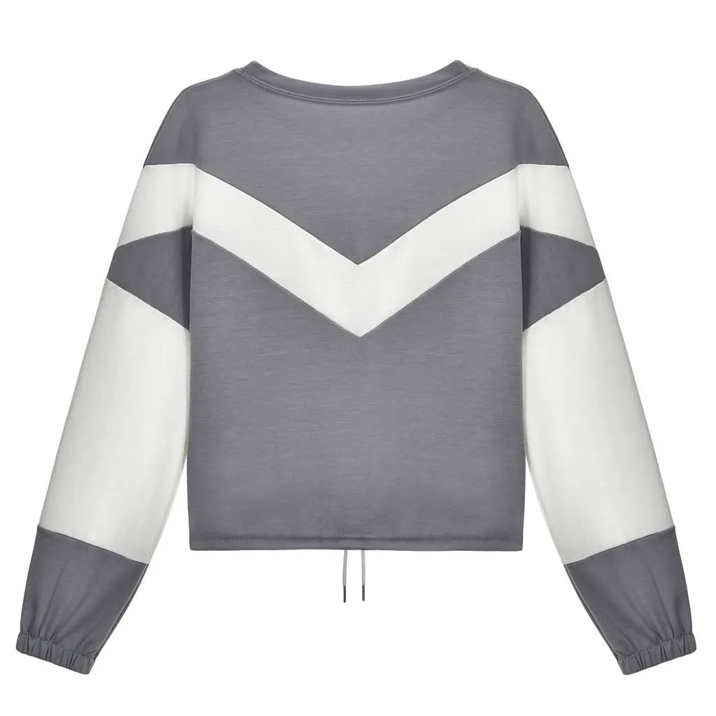 Женский спортивный костюм moletom Повседневный пуловер с длинным рукавом и круглым