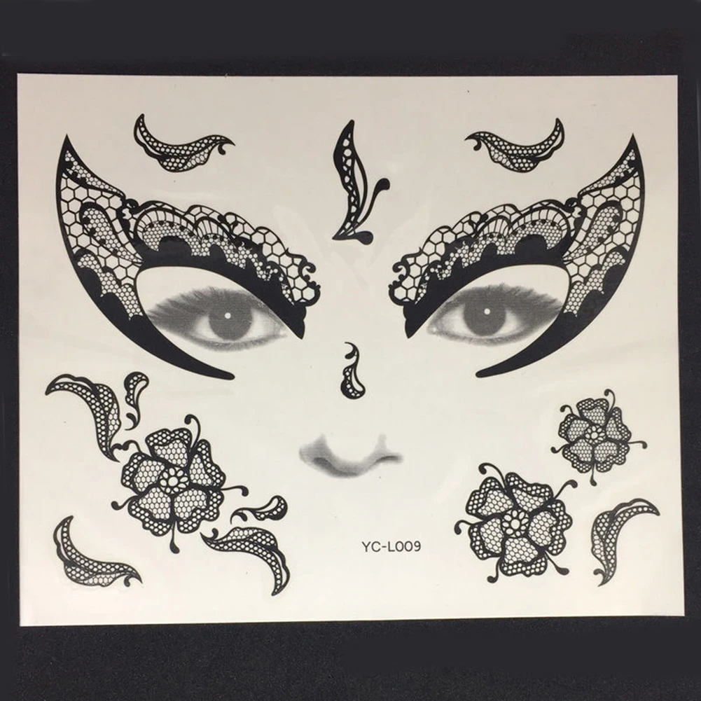 New Halloween Fake Tattoo Face Sticker Masquerade Cosplay Body Art Makeup PropWaterproof Mask Sugar Skull Tattoo Beauty Sticker
