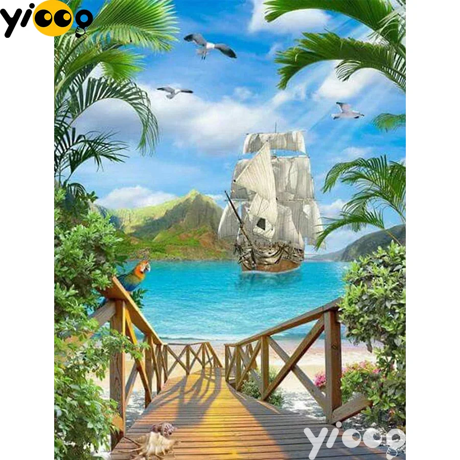 

Full Square/Round drill diamond Painting Sailing to the sea 5D DIY diamond embroidery mosaic Decoration painting AX0108