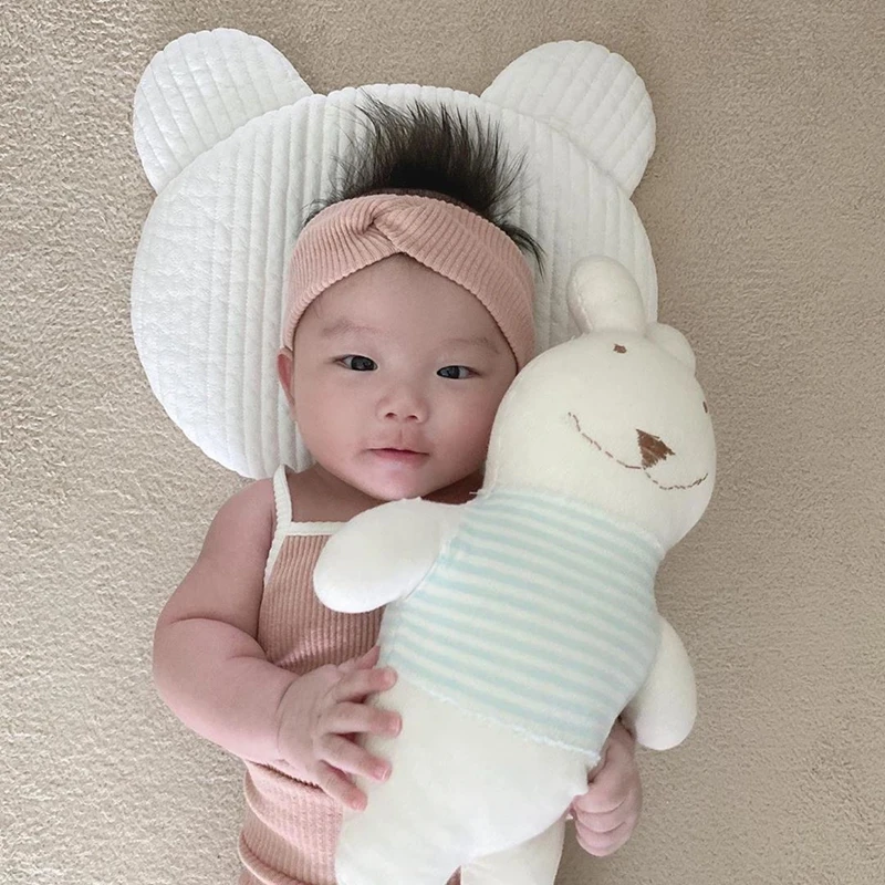 베개 귀여운 플랫 베개 통기성 코튼 토끼 곰 베개 방 장식 베개 선물