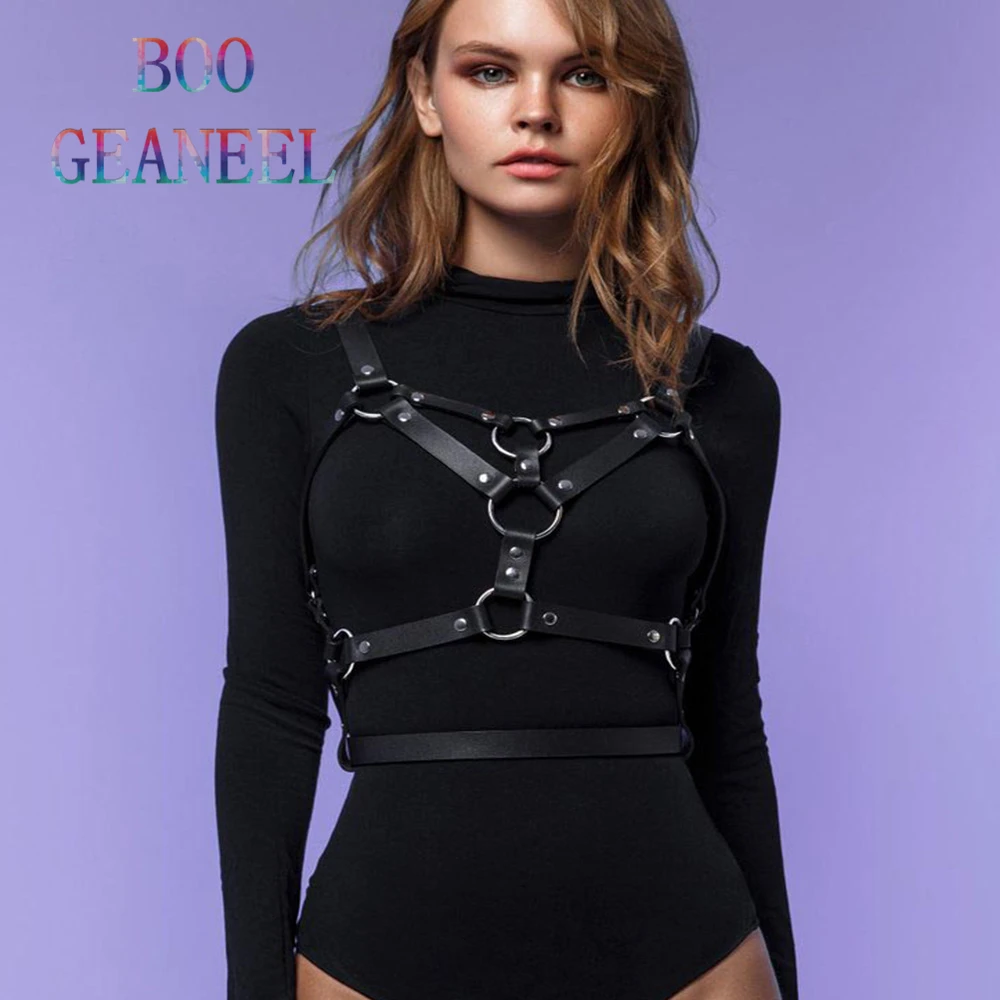 LB-008 Boogeaneel эротические аксессуары ремни бюст бандаж Femdome Кожа Подвязки подтяжки для женщин нижнее белье Харадзюку жгут - Цвет: LB-008
