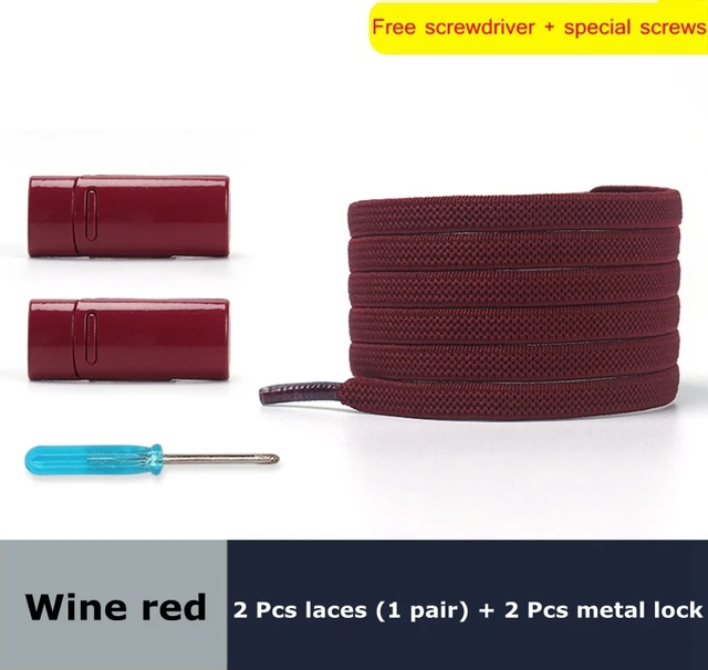 Magnetic lock Elastic Shoelaces Flat Of Sneakers No tie Shoe Laces Metal locking Easy to put on and take off Lazy Shoelace Wine red