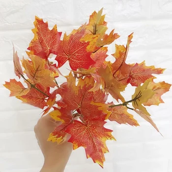 

1/4pcs Simulation Maples Leaves Branches 7 Branches Autumn Fall Maples Leaf Stem Shrubs for Home Kitchen Decoration HKS9