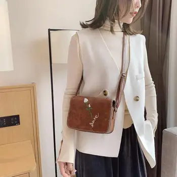 

Trendy Embroidered Flower Bag Women Personality Leather Purse Messenger Shoulder Crossbody Handbag Ladies Birthday Present