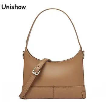 

Split Leather Women Shoulder Bags Small Lady Handbags Brand Designer Women Underarm Bag Leather Female Totes Bag Simple Vintage