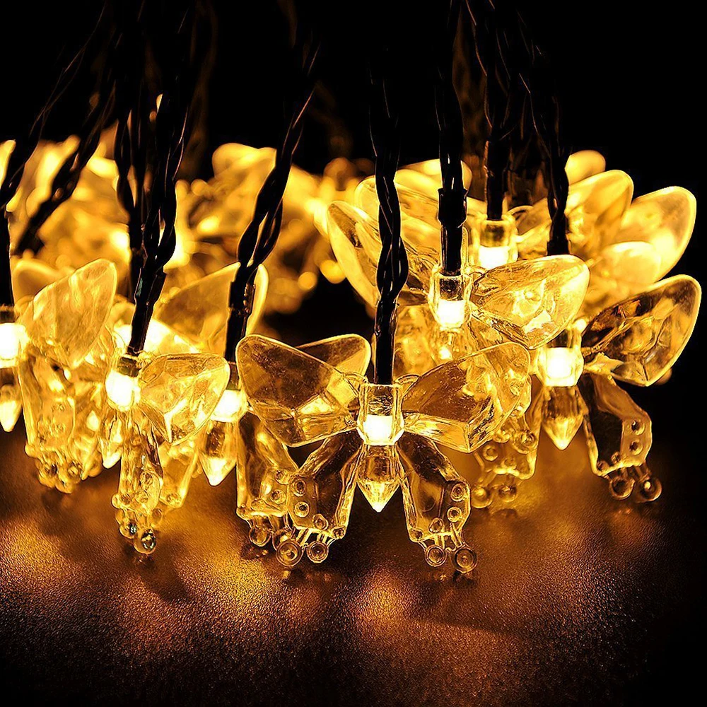 20LED бабочка светильник Ленточные солнечные на открытом воздухе гирлянды
