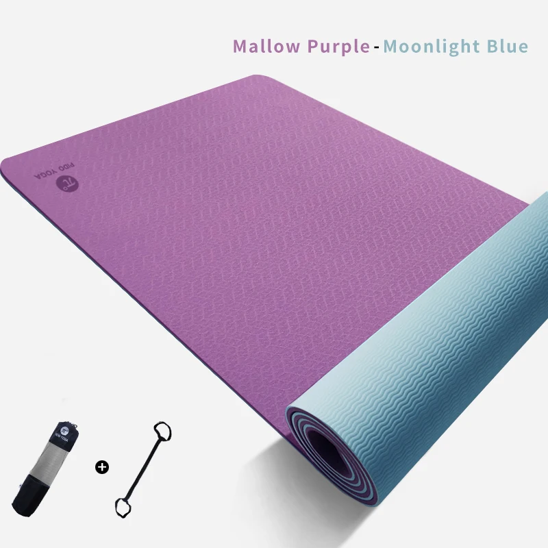 purple-blue PIDO Йога 183*61*0,6 см двойной цвет коврик для йоги с позиционной линией толстые Горячие йога пилатес коврики гимнастика Pranamat фитнес Коврик - Цвет: purple-blue