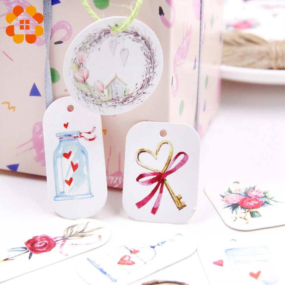 50PCS/Lot Beautiful Paper Tags with Hemp Rope Wedding DIY Package Party Decorations Mariage Valentines Day Gifts Decor Supplies acrylic heart tags